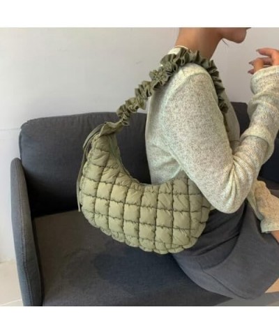 Women Small Puffer Hobo Bag Quilted Crossbody Bag Down Shoulder Bag Casual Handbag Daily Purse Red $10.80 Totes