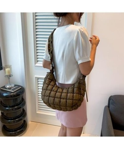 Women Small Puffer Hobo Bag Quilted Crossbody Bag Down Shoulder Bag Casual Handbag Daily Purse Red $10.80 Totes