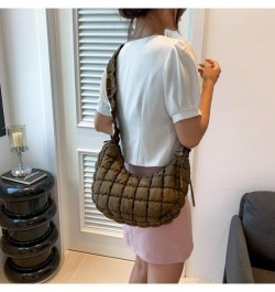 Women Small Puffer Hobo Bag Quilted Crossbody Bag Down Shoulder Bag Casual Handbag Daily Purse Red $10.80 Totes