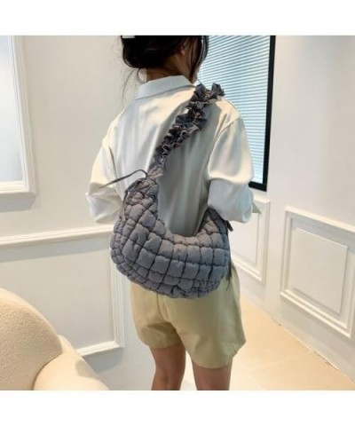 Women Small Puffer Hobo Bag Quilted Crossbody Bag Down Shoulder Bag Casual Handbag Daily Purse Red $10.80 Totes