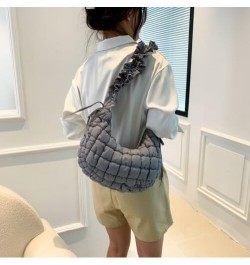 Women Small Puffer Hobo Bag Quilted Crossbody Bag Down Shoulder Bag Casual Handbag Daily Purse Red $10.80 Totes