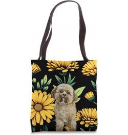 Shih Tzu Puppy Yellow Green Black Calendula Plant Tote Bag $16.79 Totes