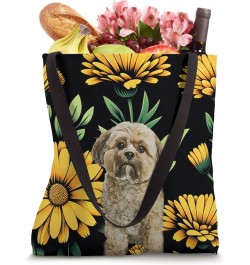 Shih Tzu Puppy Yellow Green Black Calendula Plant Tote Bag $16.79 Totes