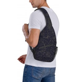 Navy Blue Cross Chest Bag Diagonally Unisex Crossbody Backpack Travel Backpack, Lightweight Casual Chest Daypack, Hiking Sing...