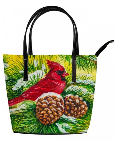 Red Cardinal Shoulder Bag Tote Bags for Women Bird Leather Shopper Work Handbags Large Casual Bag $23.49 Totes