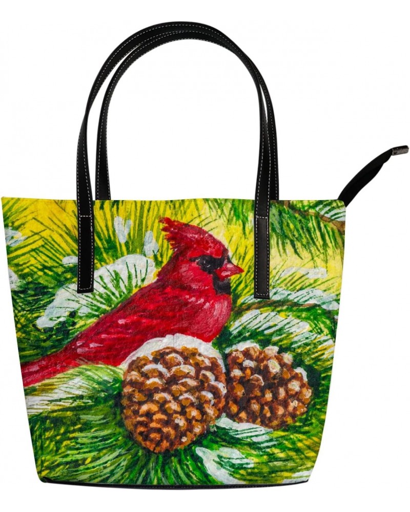 Red Cardinal Shoulder Bag Tote Bags for Women Bird Leather Shopper Work Handbags Large Casual Bag $23.49 Totes