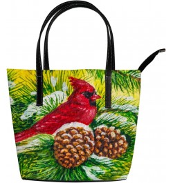 Red Cardinal Shoulder Bag Tote Bags for Women Bird Leather Shopper Work Handbags Large Casual Bag $23.49 Totes