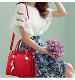 Womens Handbags Ladies Purse Satchel Shoulder Bags Roomy Fashion Tote Leather Bag Leather Tote Wine $13.45 Totes