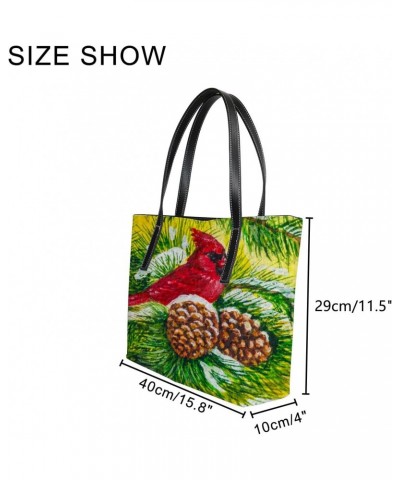 Red Cardinal Shoulder Bag Tote Bags for Women Bird Leather Shopper Work Handbags Large Casual Bag $23.49 Totes