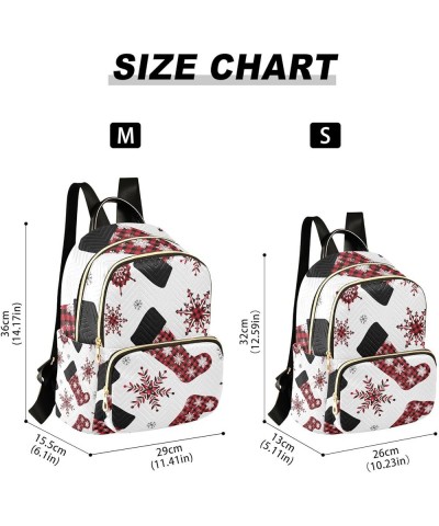 Christmas Women Backpack Buffalo Plaid Snowflake Stockings Anti-Theft Travel Backpack with Luggage Belt Durable Lightweight H...