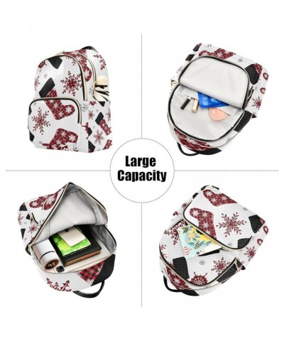 Christmas Women Backpack Buffalo Plaid Snowflake Stockings Anti-Theft Travel Backpack with Luggage Belt Durable Lightweight H...