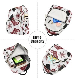 Christmas Women Backpack Buffalo Plaid Snowflake Stockings Anti-Theft Travel Backpack with Luggage Belt Durable Lightweight H...