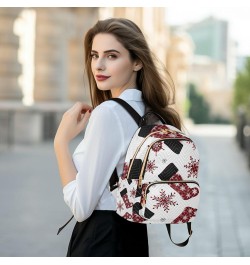 Christmas Women Backpack Buffalo Plaid Snowflake Stockings Anti-Theft Travel Backpack with Luggage Belt Durable Lightweight H...