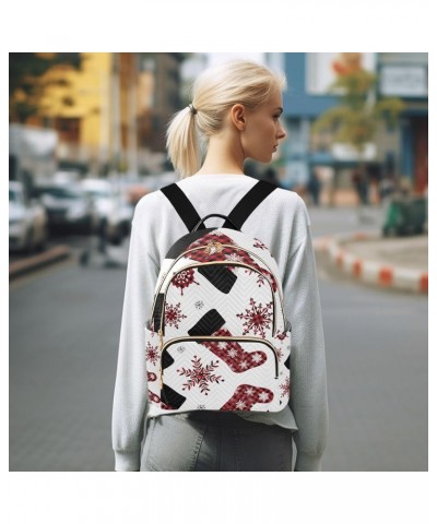 Christmas Women Backpack Buffalo Plaid Snowflake Stockings Anti-Theft Travel Backpack with Luggage Belt Durable Lightweight H...