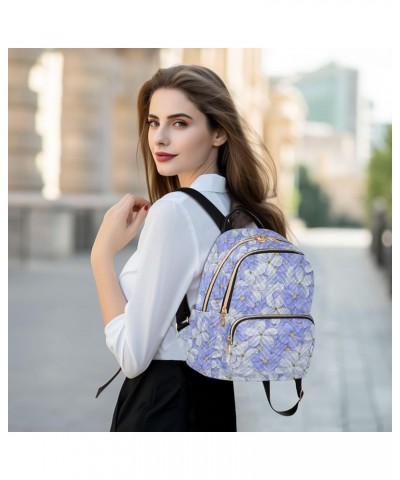 Mini Backpack Purse for Women Lightweight Girls Small Size White Purple Little Flowers School Teens College Traveling Medium ...