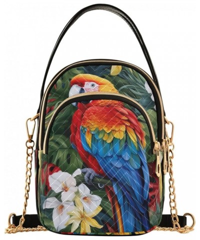 Tropical Green and Blue on Blue Women Crossbody Bags, Small Shoulder Bag, Stylish Crossbody Bags for Travel Colorful Parrot a...