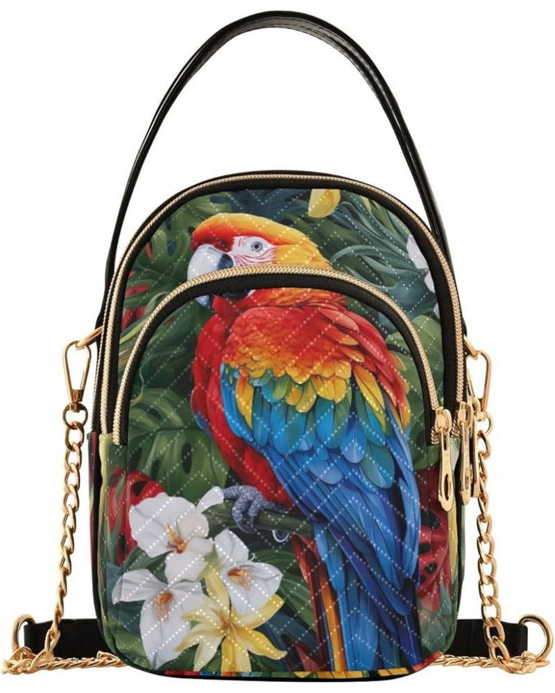 Tropical Green and Blue on Blue Women Crossbody Bags, Small Shoulder Bag, Stylish Crossbody Bags for Travel Colorful Parrot a...