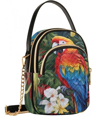 Tropical Green and Blue on Blue Women Crossbody Bags, Small Shoulder Bag, Stylish Crossbody Bags for Travel Colorful Parrot a...