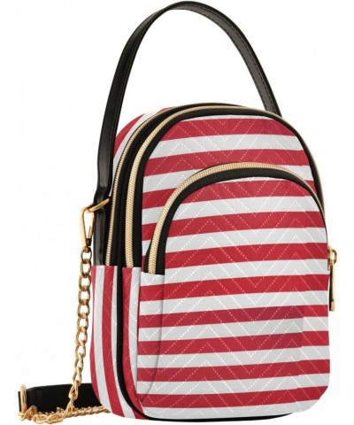 Red Stripes Fabric Texture Crossbody Bags for Women Fanny Packs Small Sling Cross Body Bag Phone Mini Wallet Purse $9.24 Cros...