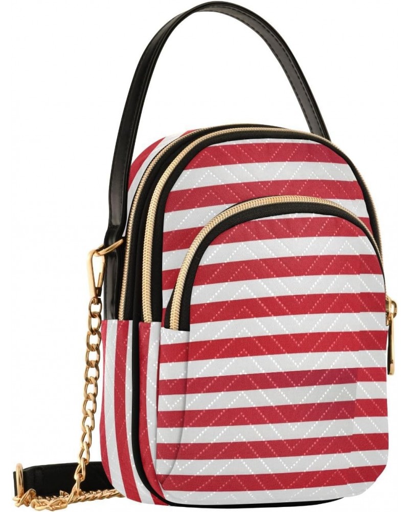 Red Stripes Fabric Texture Crossbody Bags for Women Fanny Packs Small Sling Cross Body Bag Phone Mini Wallet Purse $9.24 Cros...