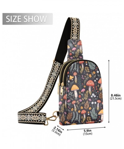 Sling Bag for Women Cute Colorful Mushrooms Crossbody Bag Small Chest Bag Shoulder Bag Cell Phone Purse for Casual Travel Hik...