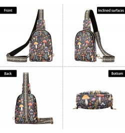 Sling Bag for Women Cute Colorful Mushrooms Crossbody Bag Small Chest Bag Shoulder Bag Cell Phone Purse for Casual Travel Hik...