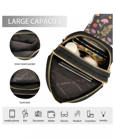 Sling Bag for Women Cute Colorful Mushrooms Crossbody Bag Small Chest Bag Shoulder Bag Cell Phone Purse for Casual Travel Hik...