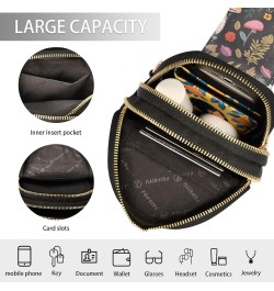 Sling Bag for Women Cute Colorful Mushrooms Crossbody Bag Small Chest Bag Shoulder Bag Cell Phone Purse for Casual Travel Hik...