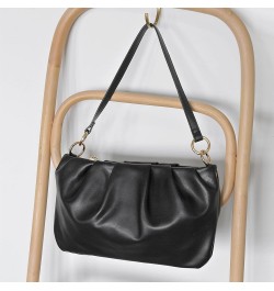 Women Ruched Shoulder Handbag Cloud Pouch Hobo Bag Convertible Clutch Soft Vegan Leather Cross body Bag (Nude) Black $31.91 T...