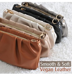 Women Ruched Shoulder Handbag Cloud Pouch Hobo Bag Convertible Clutch Soft Vegan Leather Cross body Bag (Nude) Black $31.91 T...