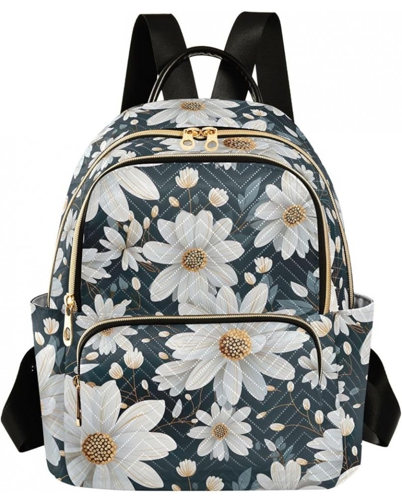 White Daisy Floral Backpack for Women Fashion Shoulder Bags Small Casual Daypack Travel Bag S 202a4614 S(10.23"x5.11"x12.59")...