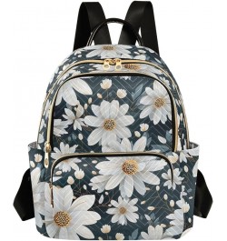 White Daisy Floral Backpack for Women Fashion Shoulder Bags Small Casual Daypack Travel Bag S 202a4614 S(10.23"x5.11"x12.59")...