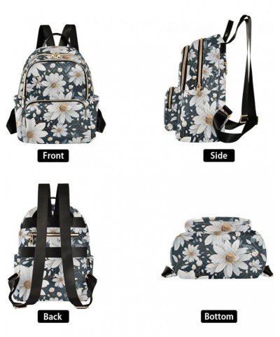 White Daisy Floral Backpack for Women Fashion Shoulder Bags Small Casual Daypack Travel Bag S 202a4614 S(10.23"x5.11"x12.59")...