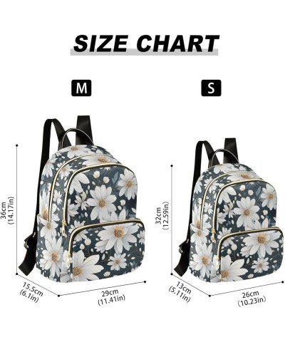 White Daisy Floral Backpack for Women Fashion Shoulder Bags Small Casual Daypack Travel Bag S 202a4614 S(10.23"x5.11"x12.59")...