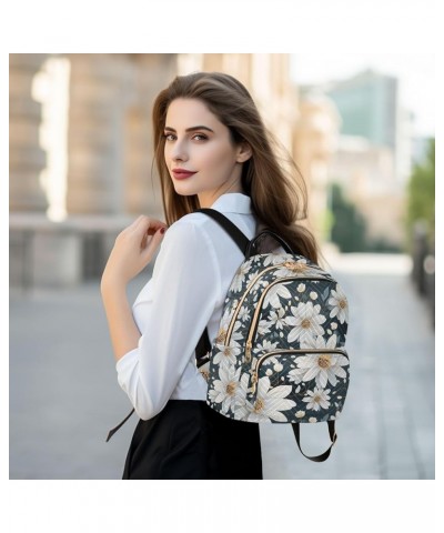 White Daisy Floral Backpack for Women Fashion Shoulder Bags Small Casual Daypack Travel Bag S 202a4614 S(10.23"x5.11"x12.59")...