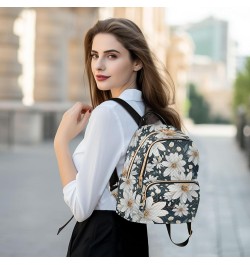 White Daisy Floral Backpack for Women Fashion Shoulder Bags Small Casual Daypack Travel Bag S 202a4614 S(10.23"x5.11"x12.59")...