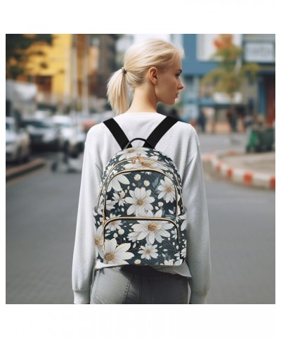 White Daisy Floral Backpack for Women Fashion Shoulder Bags Small Casual Daypack Travel Bag S 202a4614 S(10.23"x5.11"x12.59")...