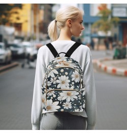 White Daisy Floral Backpack for Women Fashion Shoulder Bags Small Casual Daypack Travel Bag S 202a4614 S(10.23"x5.11"x12.59")...