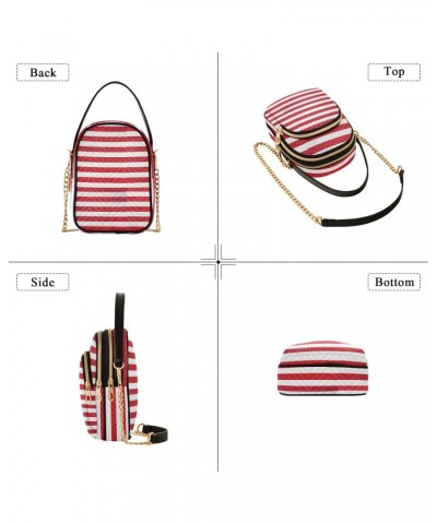 Red Stripes Fabric Texture Crossbody Bags for Women Fanny Packs Small Sling Cross Body Bag Phone Mini Wallet Purse $9.24 Cros...