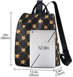 Backpack Purse for Women Fashion Travel Anti-theft Golden Flowers on Black Daypack Casual Shoulder Bag Medium Size $18.81 Bac...