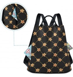 Backpack Purse for Women Fashion Travel Anti-theft Golden Flowers on Black Daypack Casual Shoulder Bag Medium Size $18.81 Bac...