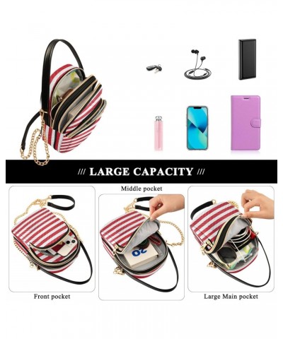 Red Stripes Fabric Texture Crossbody Bags for Women Fanny Packs Small Sling Cross Body Bag Phone Mini Wallet Purse $9.24 Cros...