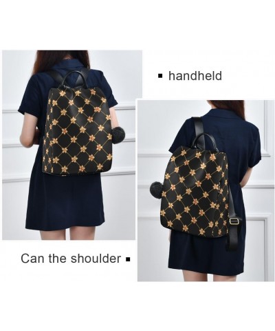 Backpack Purse for Women Fashion Travel Anti-theft Golden Flowers on Black Daypack Casual Shoulder Bag Medium Size $18.81 Bac...