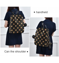 Backpack Purse for Women Fashion Travel Anti-theft Golden Flowers on Black Daypack Casual Shoulder Bag Medium Size $18.81 Bac...