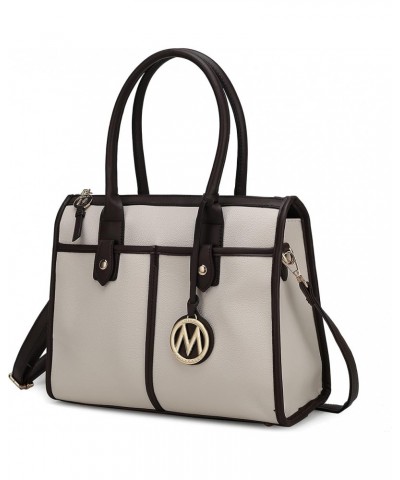 Satchel Bag for Women's Crossbody Tote Handbag Top-Handle Purse Livia Beige-chocolate $11.25 Totes