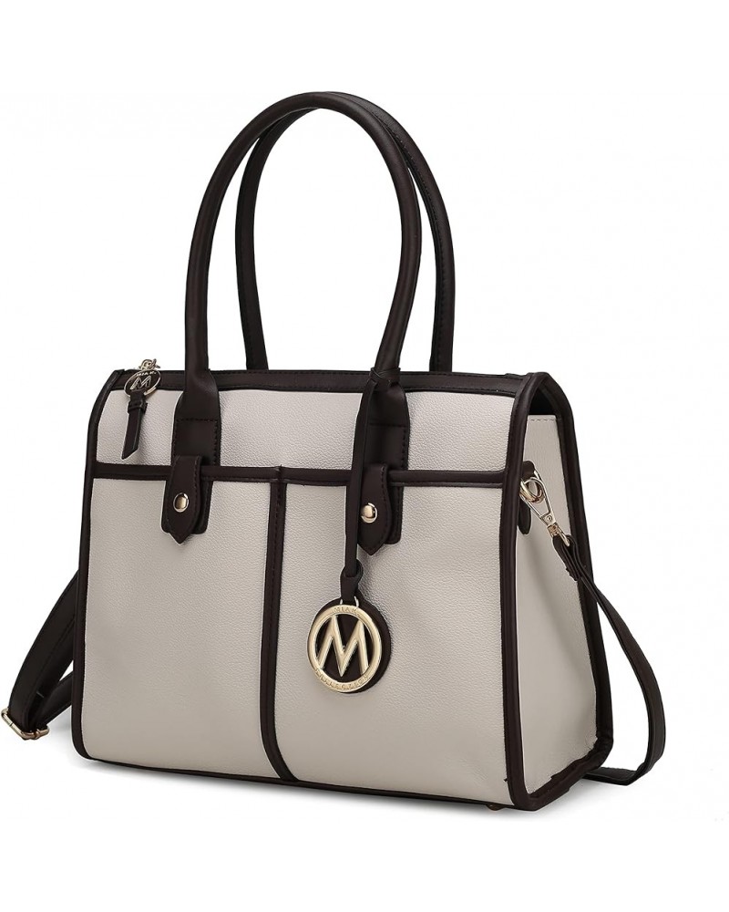 Satchel Bag for Women's Crossbody Tote Handbag Top-Handle Purse Livia Beige-chocolate $11.25 Totes