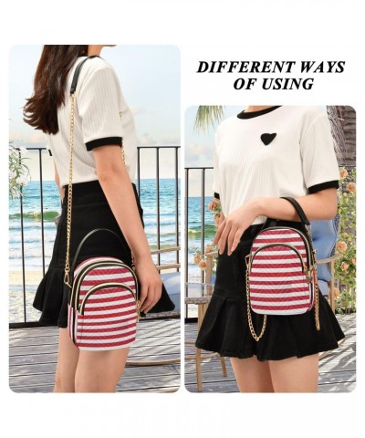 Red Stripes Fabric Texture Crossbody Bags for Women Fanny Packs Small Sling Cross Body Bag Phone Mini Wallet Purse $9.24 Cros...