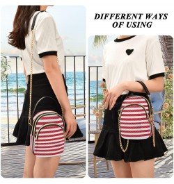 Red Stripes Fabric Texture Crossbody Bags for Women Fanny Packs Small Sling Cross Body Bag Phone Mini Wallet Purse $9.24 Cros...