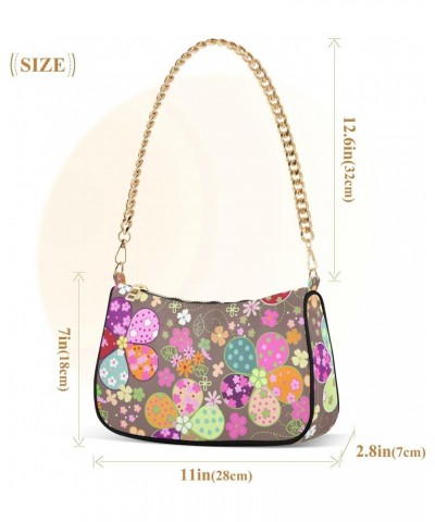 Colorful Floral Flowers Shoulder Bag for Women Fabric Crescent Handbag with Zipper Chain Clutch Purses for Girls Travel Party...