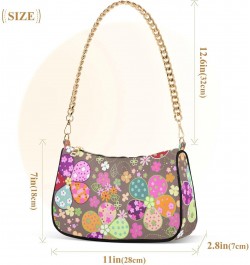 Colorful Floral Flowers Shoulder Bag for Women Fabric Crescent Handbag with Zipper Chain Clutch Purses for Girls Travel Party...